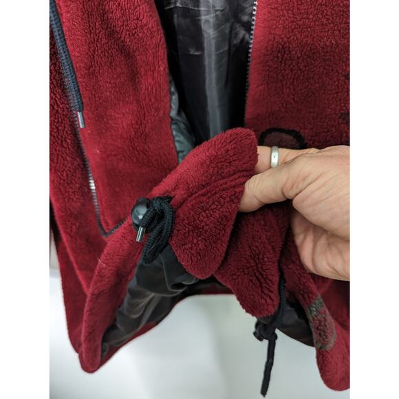 Vintage 90's Forecaster Plush Fleece Mid Length Jacket Red Geometric Print M - Picture 8 of 11